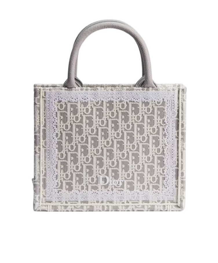 Dior Small  Book Tote With Strap In Gray