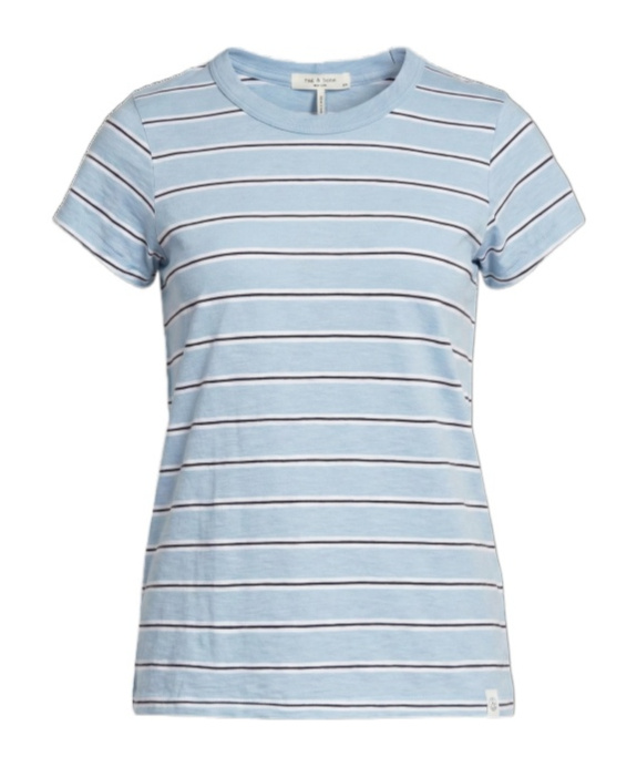 Rag & Bone Rag  Bone Striped Printed Crewneck T-shirt In Blue
