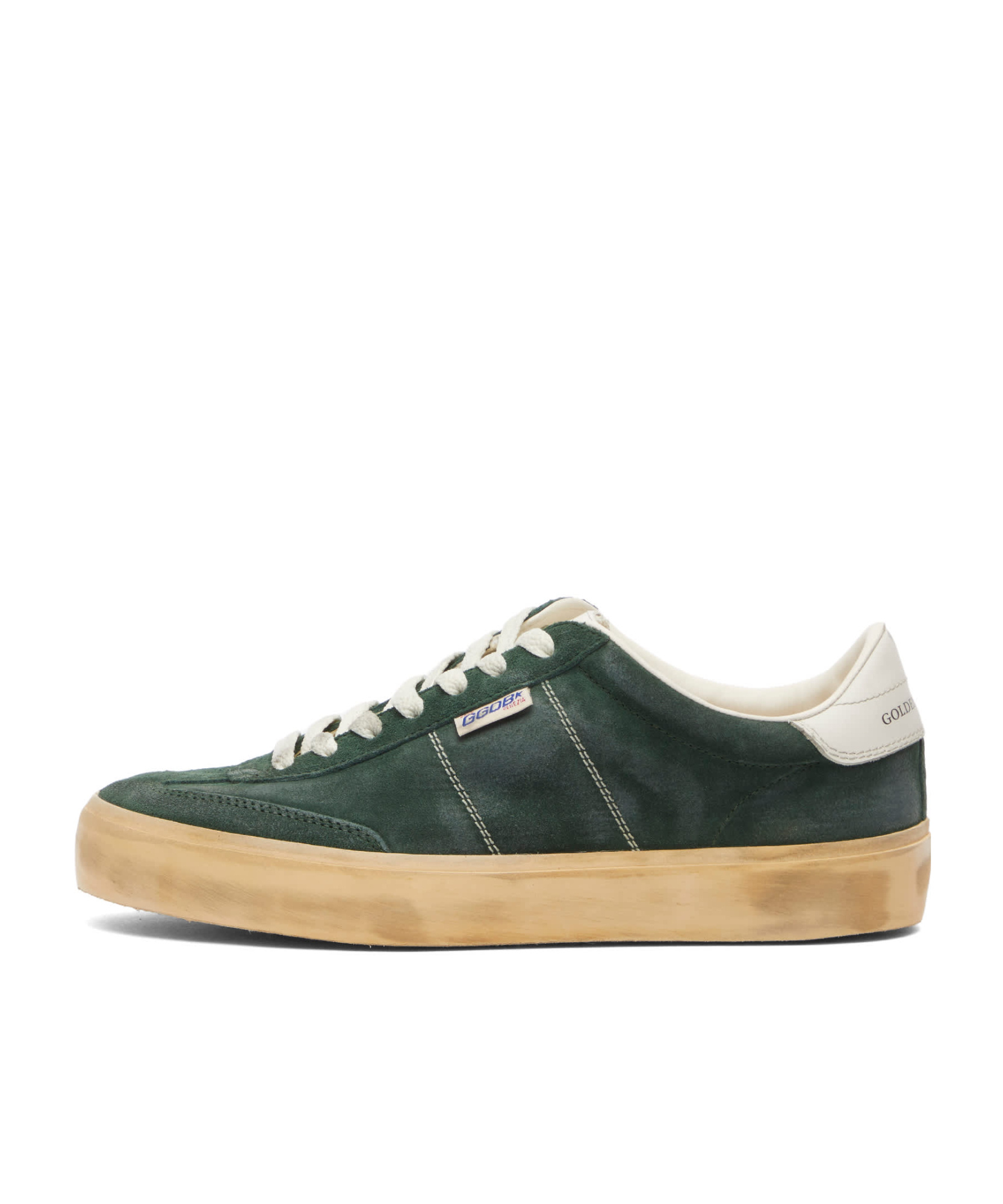 GOLDEN GOOSE SOUL STAR IN GREEN SUEDE WITH MILK-WHITE LEATHER HEEL TAB