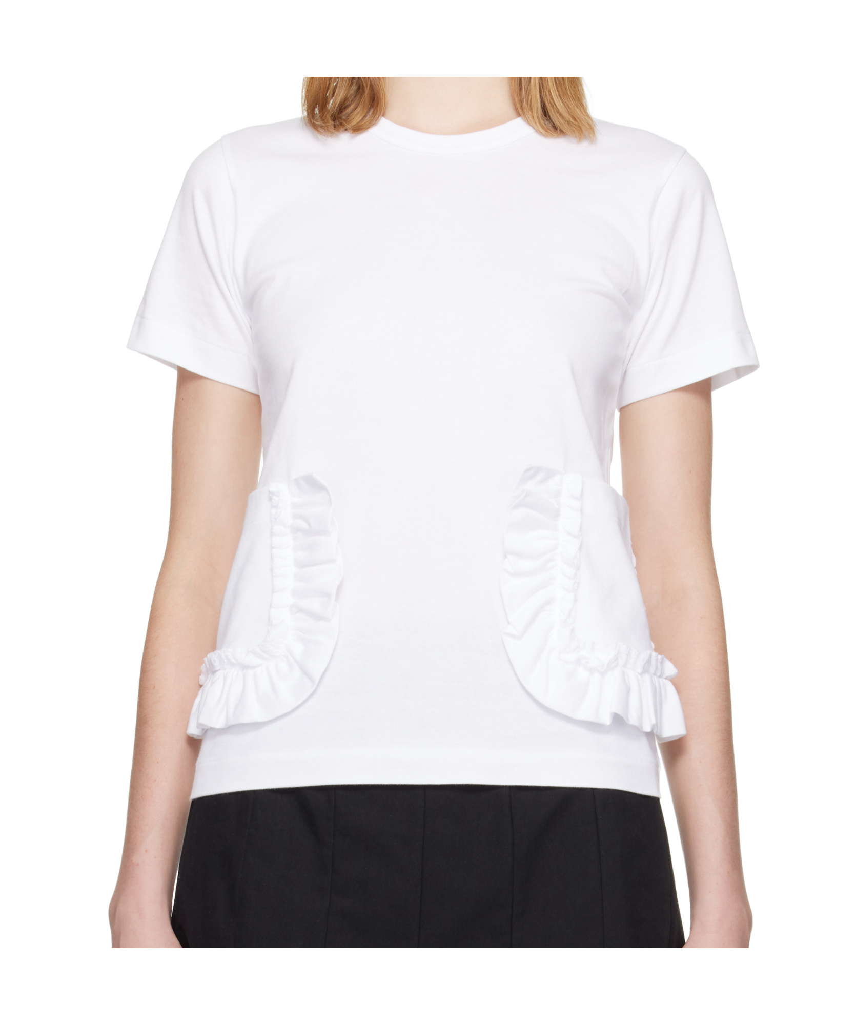 Comme Des Garçons Girl White T-shirt With Ruffle Pockets In White