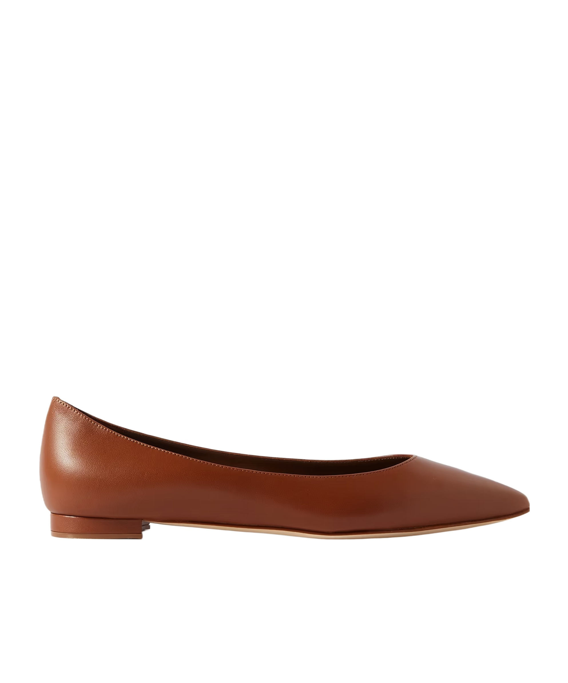 Manolo Blahnik Kietta Leather Point-toe Flats In Brown