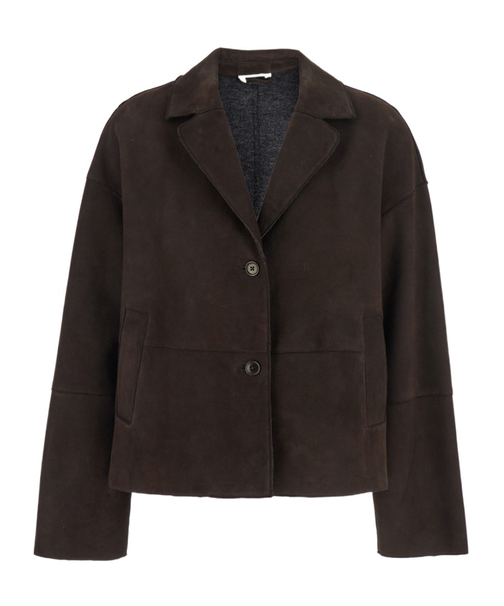 P.a.r.o.s.h Suede Button-fastening Jacket In Brown