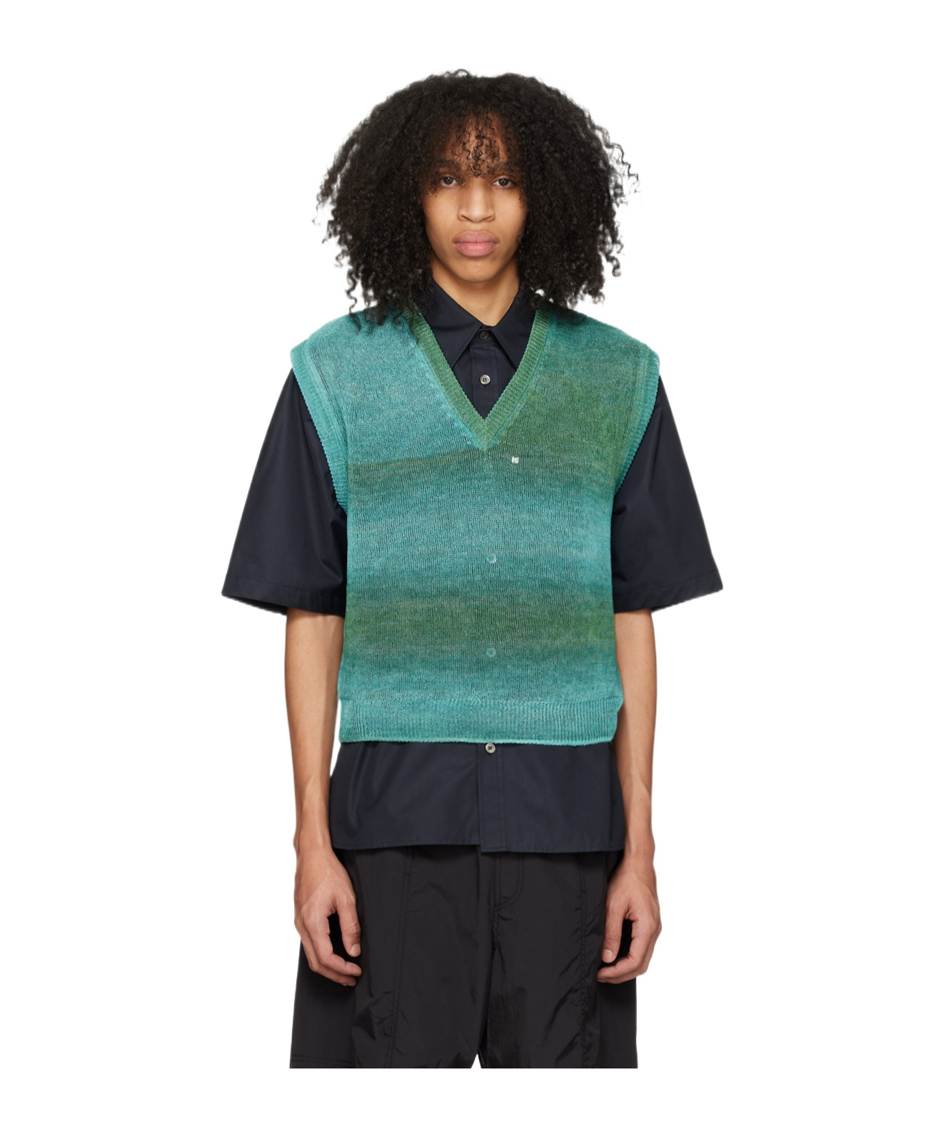 Wooyoungmi Graded Stripe Pattern Knitted Vest In Black