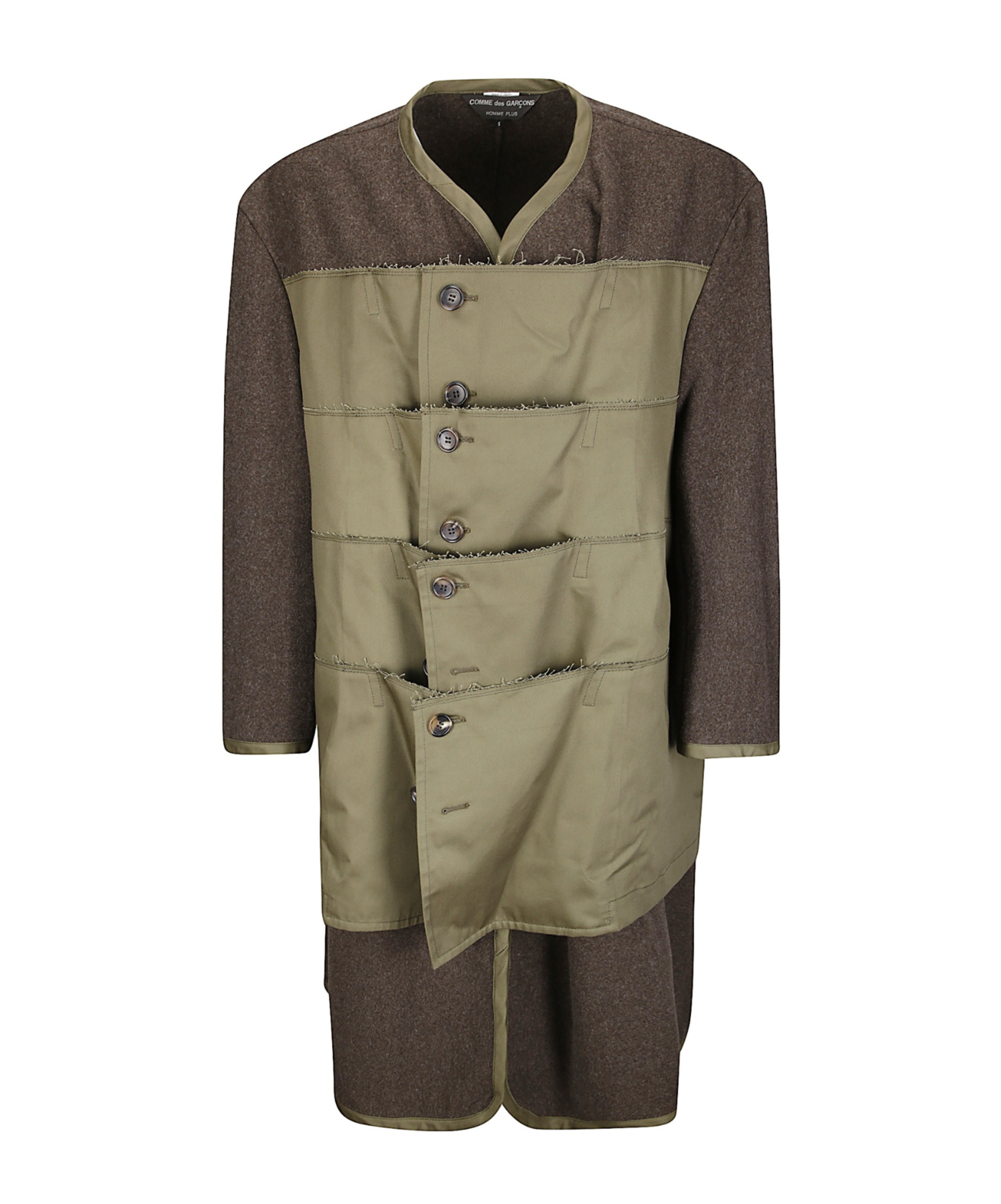 Comme Des Garçons Homme Plus Button-up Panelled Padded Coat In Multi