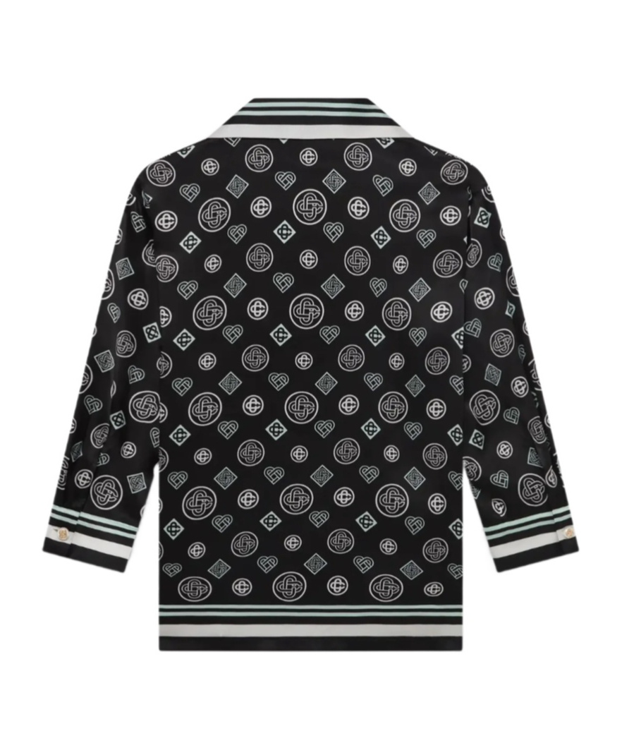 Casablanca Silk Satin Pajama Shirt Silk Satin Monogram In Black
