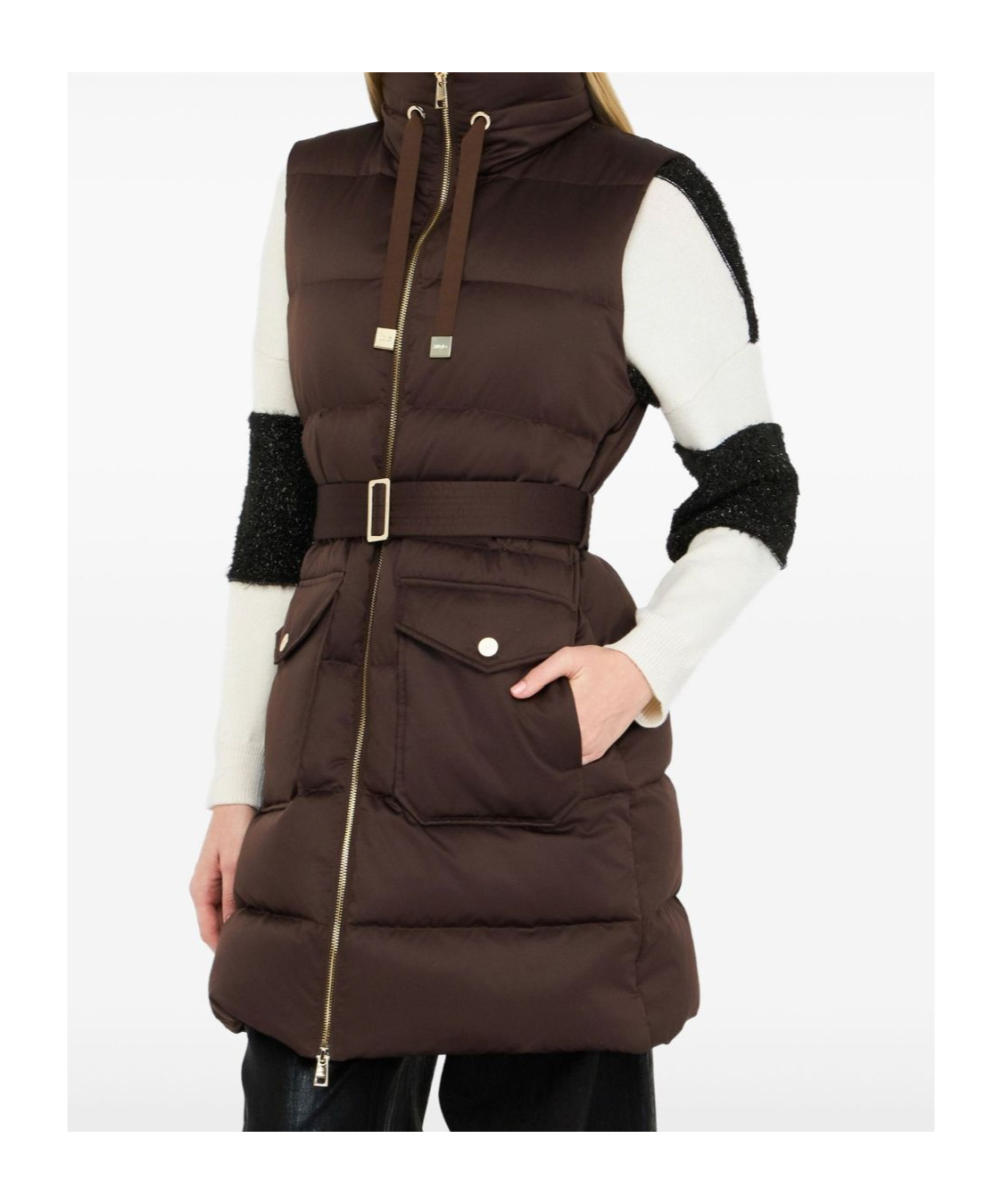 Liu •jo Turtleneck Down Jacket In Brown