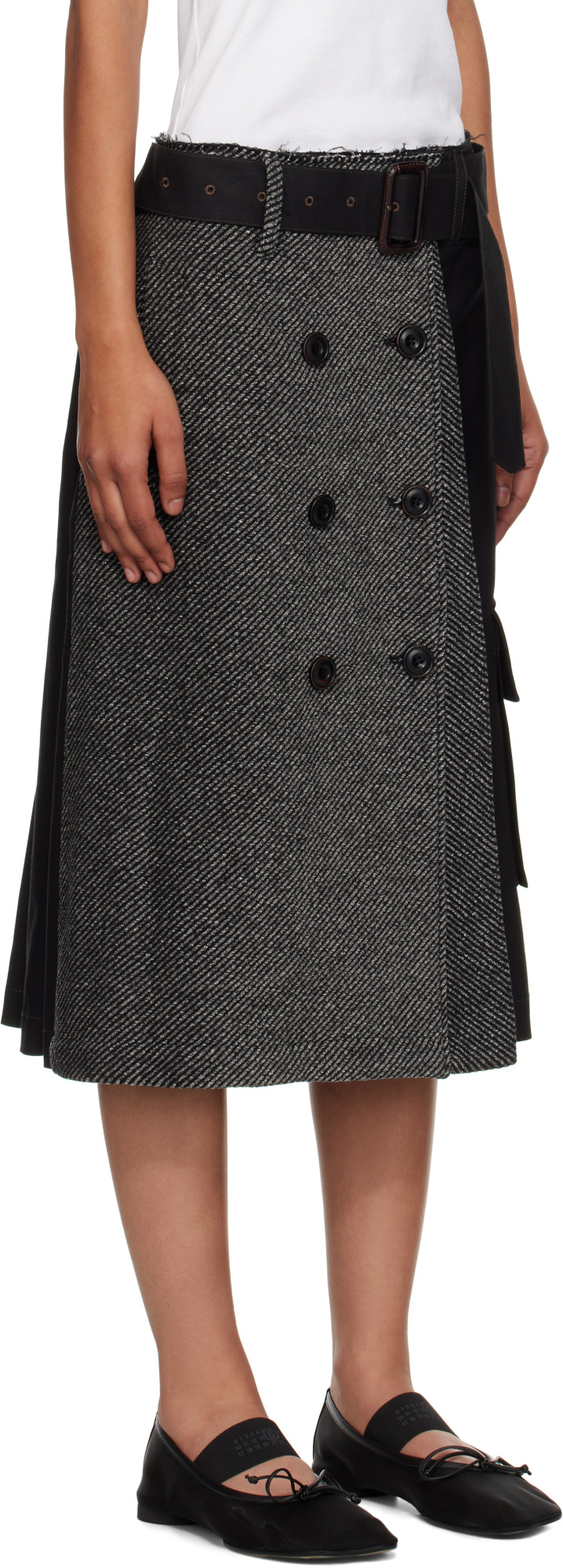 Andersson Bell Whitney Trench Pleated Midi Skirt In Black