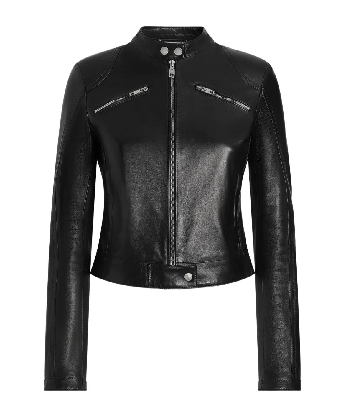 Dolce & Gabbana Biker-style Leather Jacket In Black