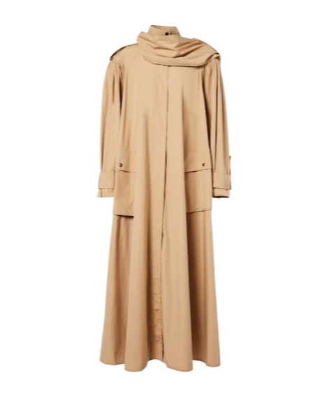 Chloé Scarf-detail Cotton Coat In Brown