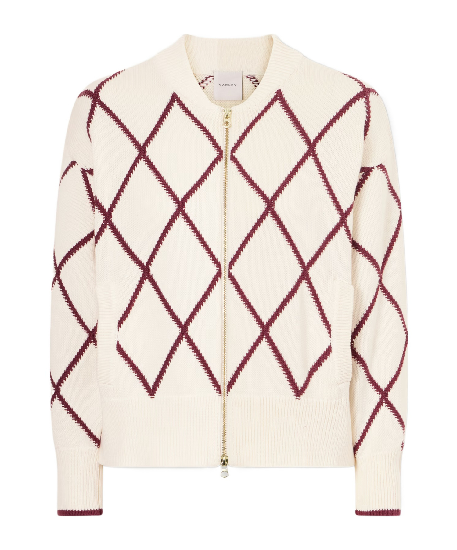 Varley Cream Knit Jacket In White