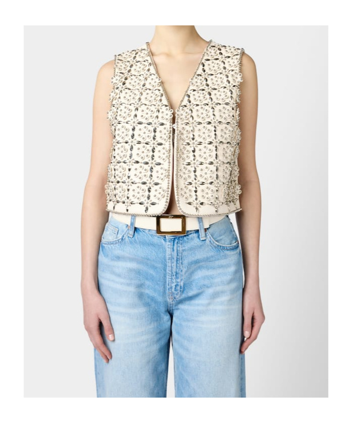 Roger Vivier Waistcoat In Leather In Off White