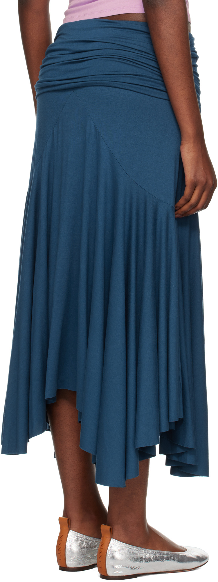 Gimaguas Navy Fortuna Midi Skirt In Blue