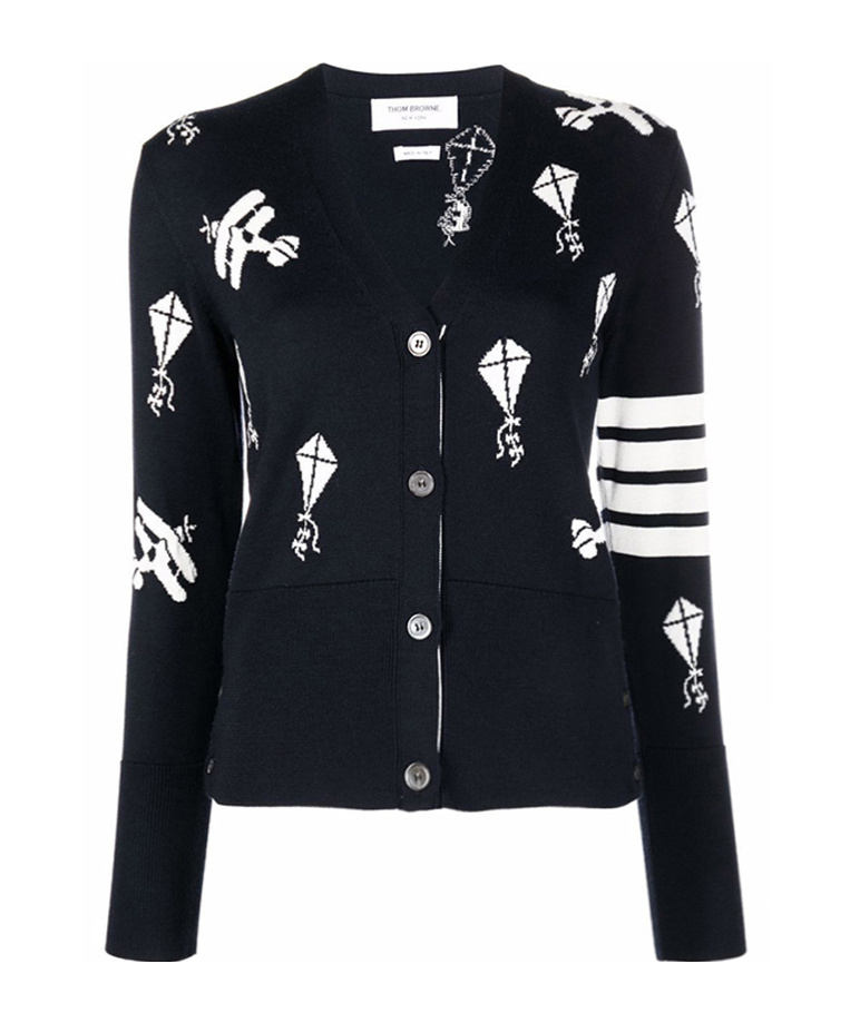 Thom Browne Intarsia-knit Cardigan In Black