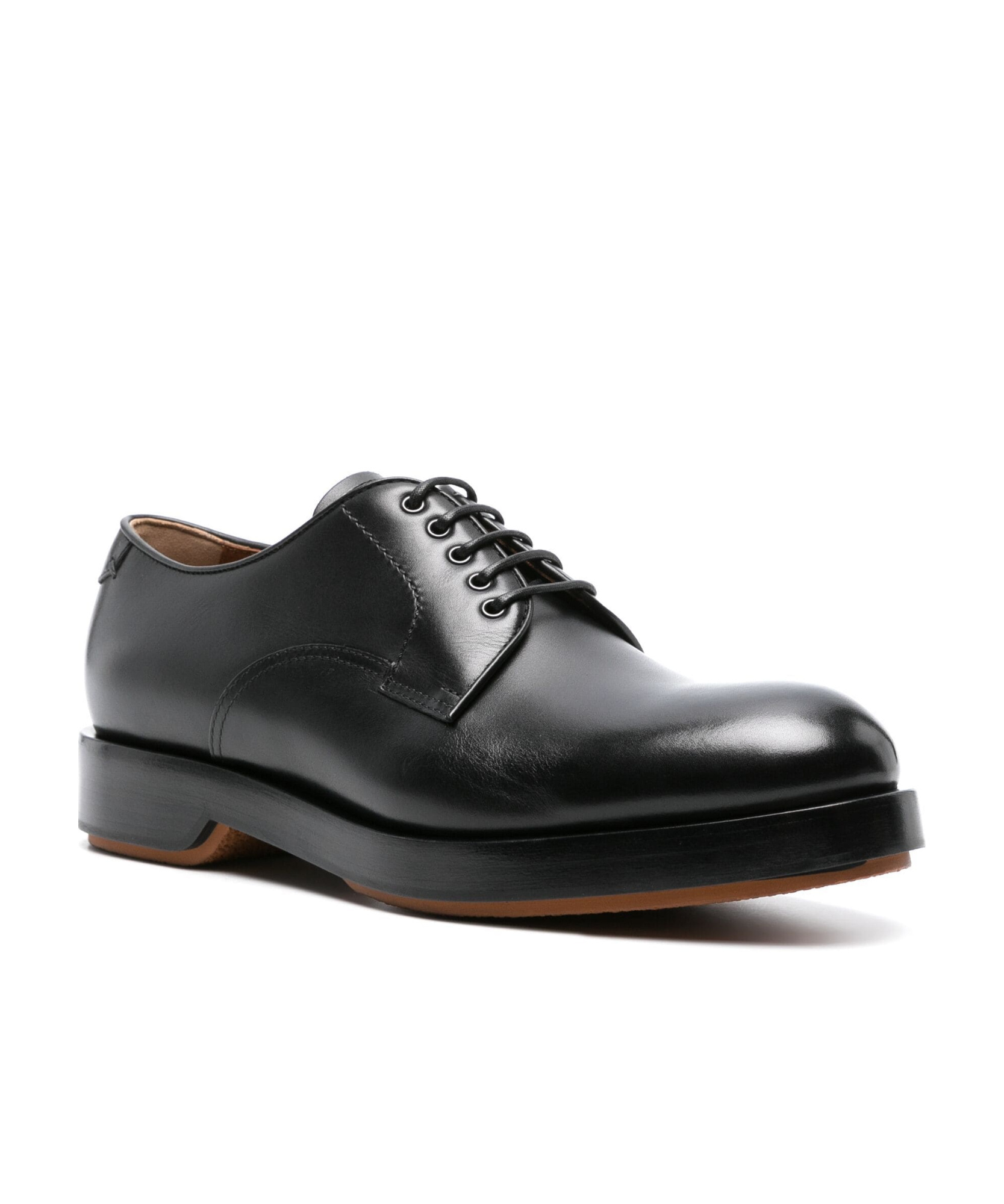 Zegna Lace-up Patent Leather Derby Shoes In Black
