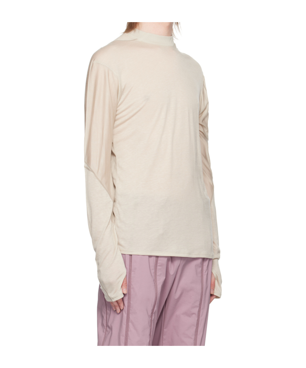 Post Archive Faction (paf) Beige Paneled Long Sleeve T-shirt In Neutral