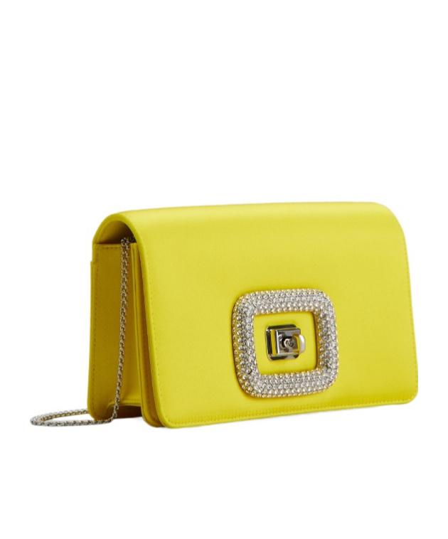 Roger Vivier Viv' Choc Jewel Mini Bag In Satin In Yellow