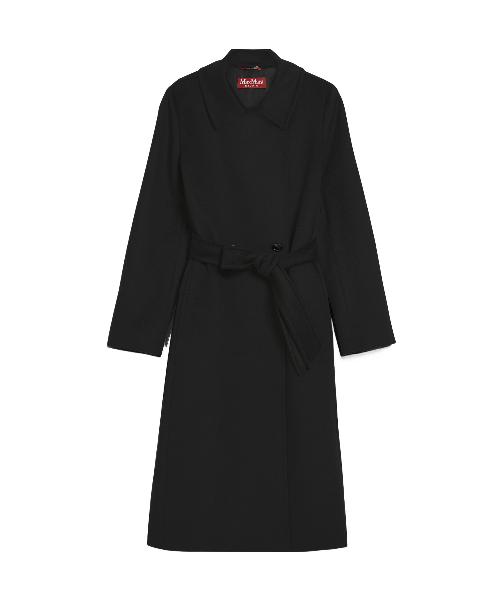 Max Mara Coat With Belted Waist And Side Pockets In Black