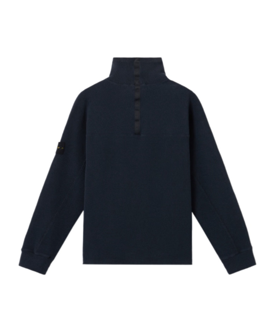 Stone Island Comfort-fit Mock Neck Sweatshirt With Back Yoke Detail In Blue