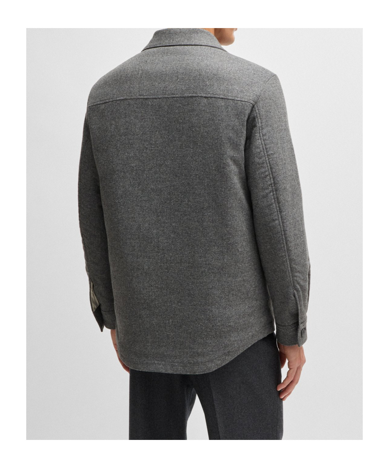 Hugo Boss Boss Brushed Flannel Overshirt With Quilted Interior In Black