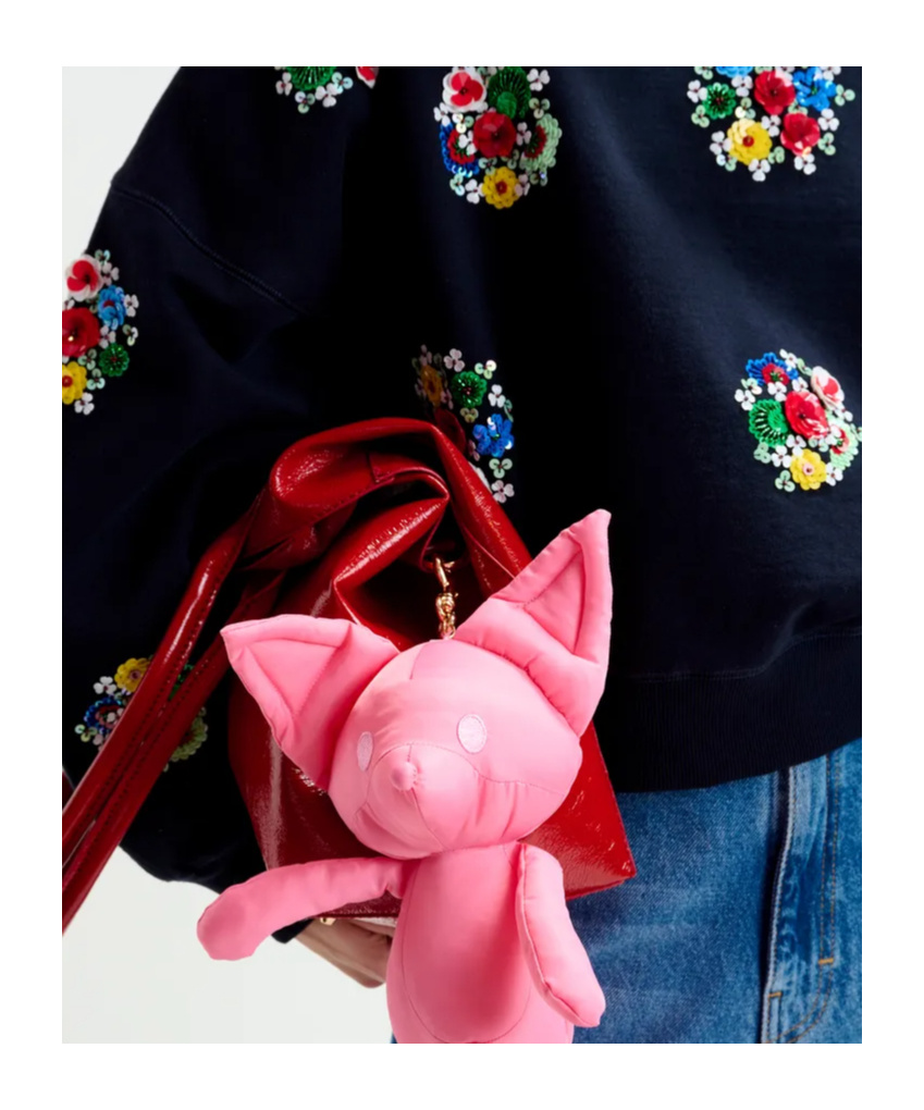 Essentiel Antwerp Navy And Multicolor Cotton Sweatshirt With Floral Sequin And Bead-embellished Embroideries In Black