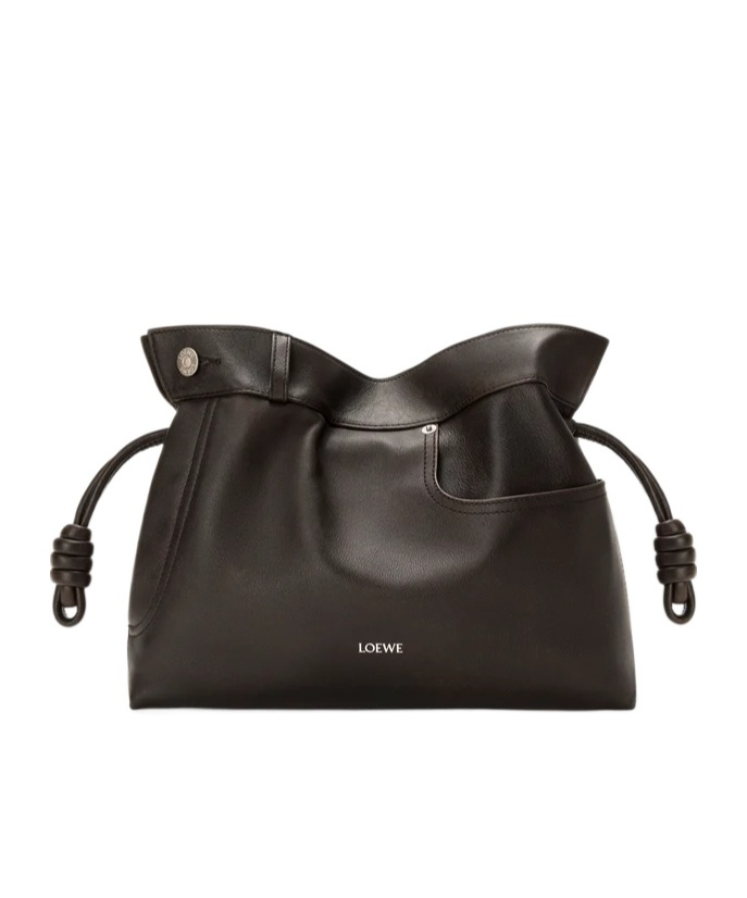 Loewe Panta Medium Flamenco Clutch In Shiny Calfskin In Brown