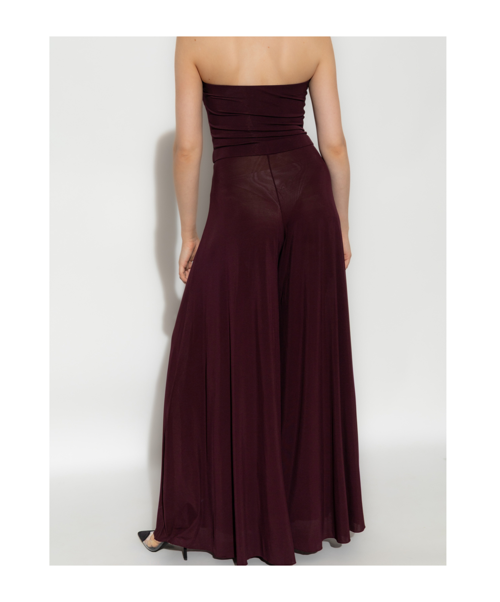 Alaïa Womens Bordeaux Strapless Flared Stretch-woven Jumpsuit In Red