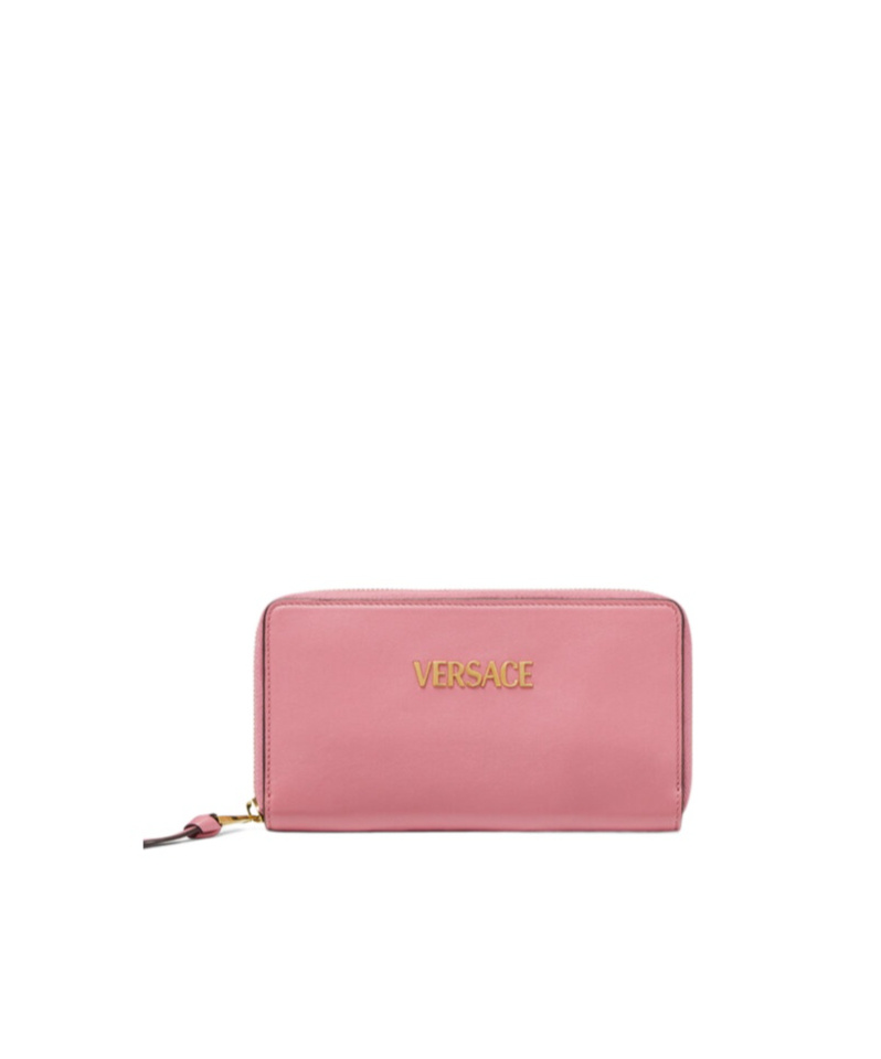 Versace Logo-lettering Wallet In Pink