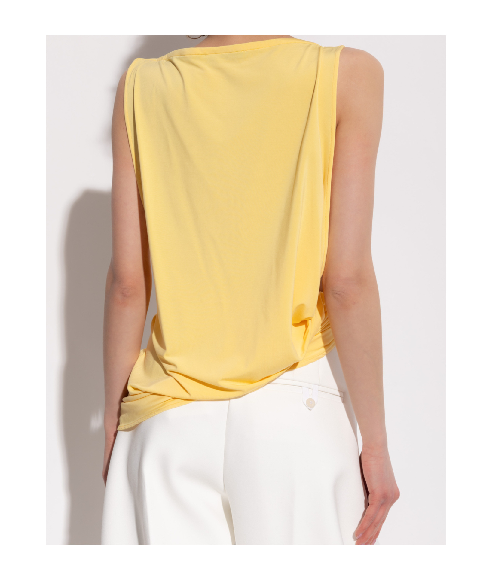 Jacquemus Draped Sleeveless Asymmetric Lightweight Top In Yellow