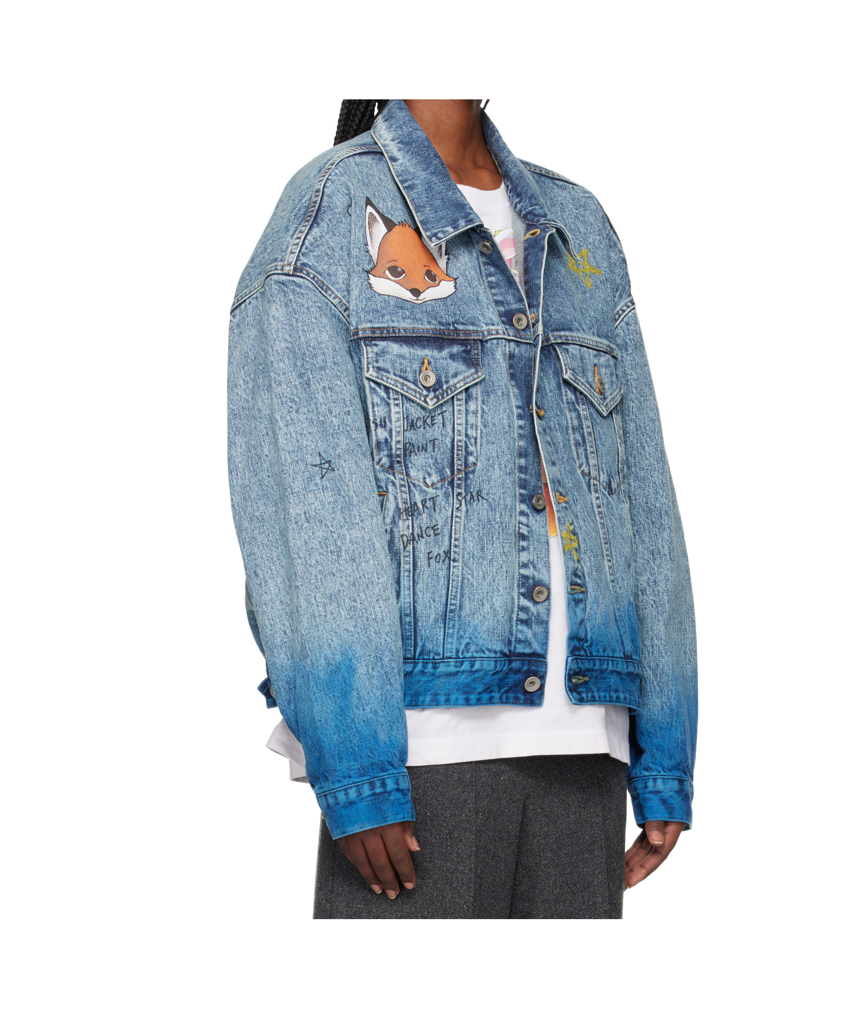 Doublet Anime Hand-printing Denim Jacket In Blue