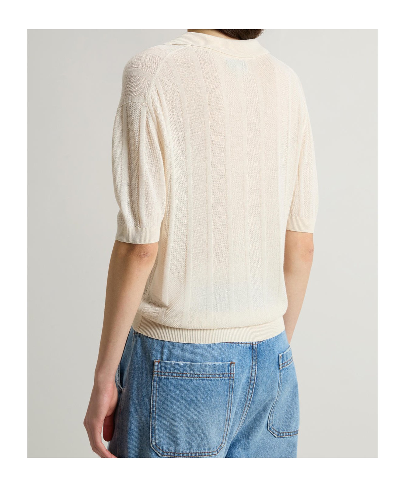Woolrich Striped Polo Top In White