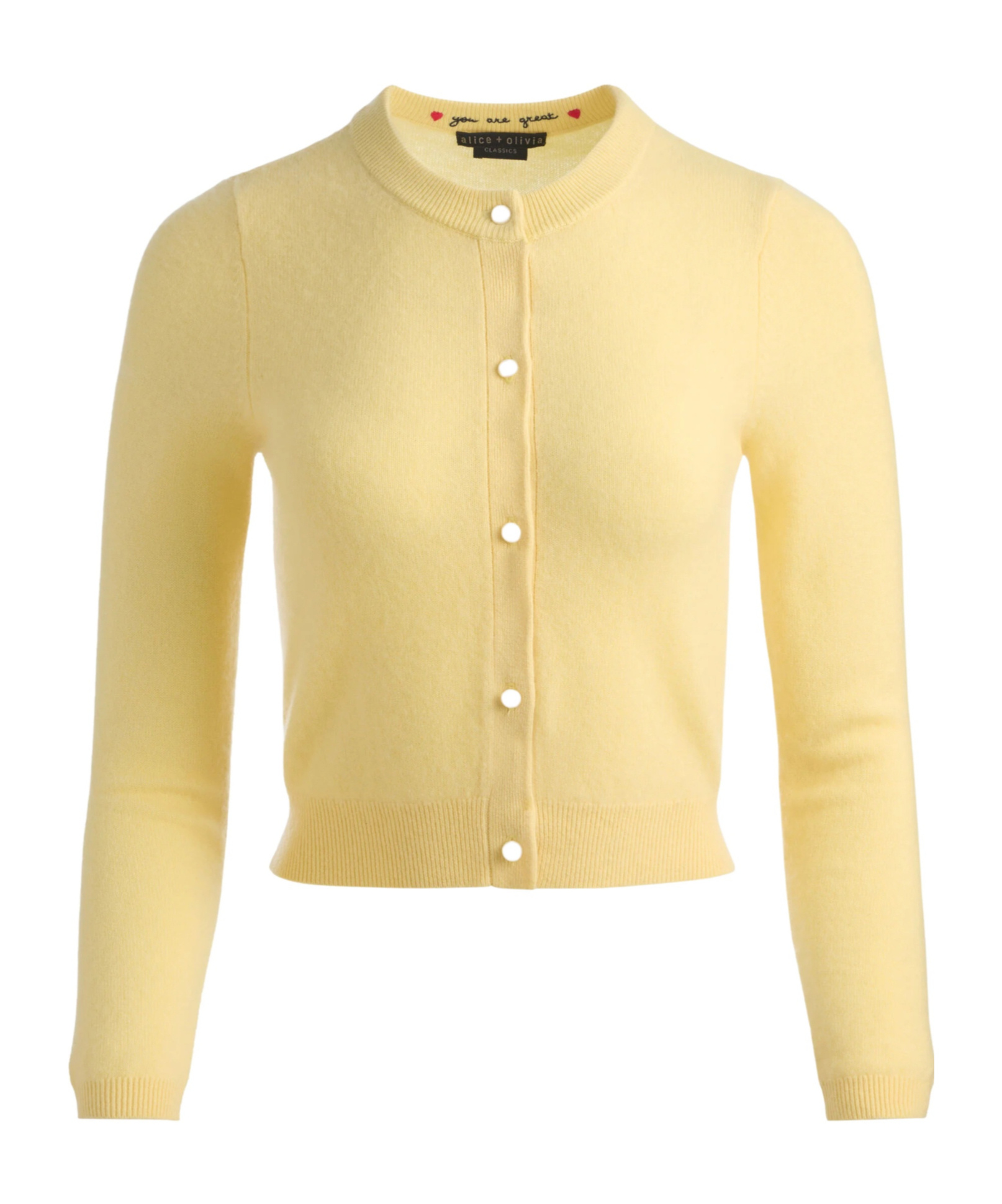 Alice And Olivia Dollie Cashmere Cardigan In Yellow