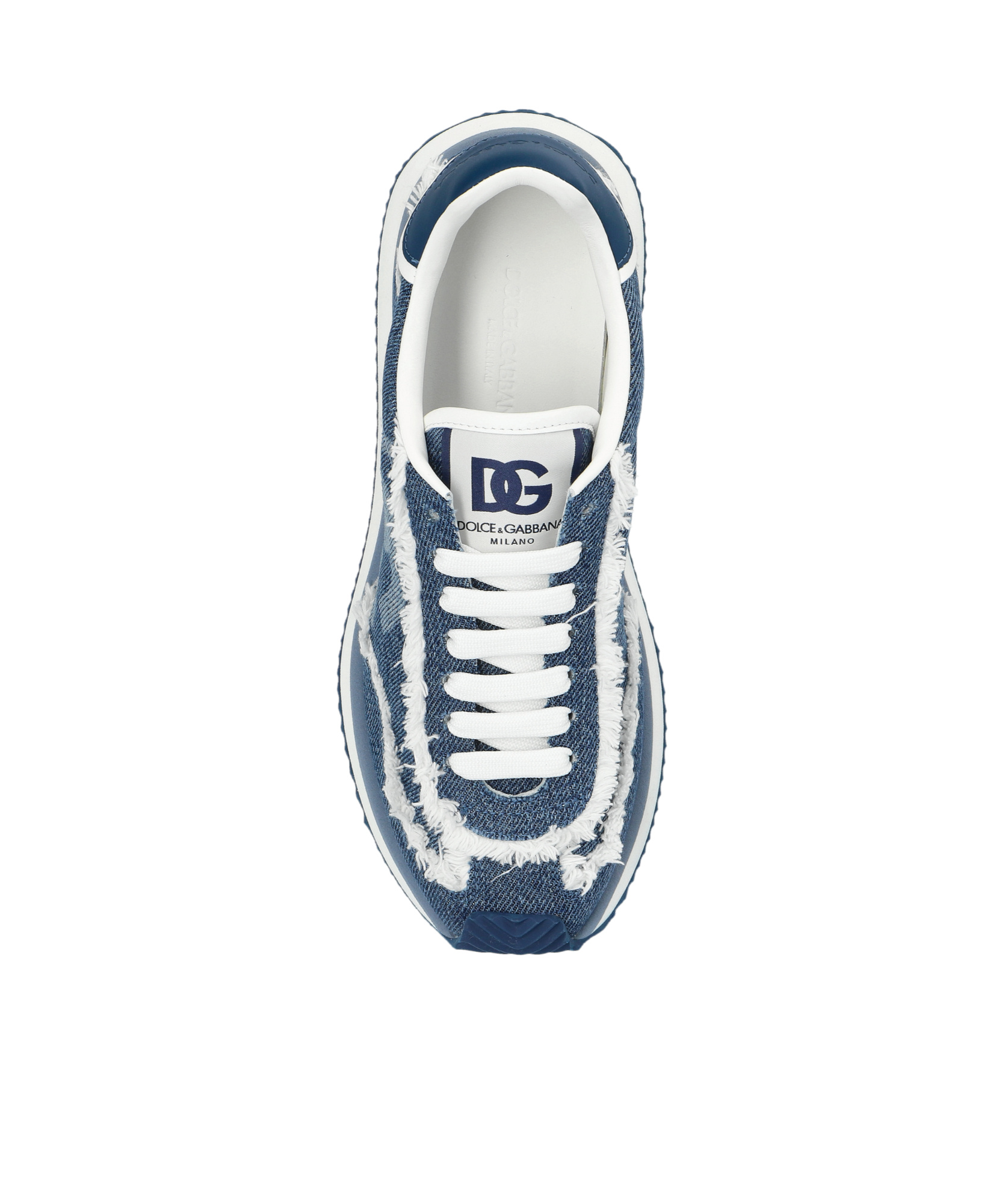 Dolce & Gabbana Blue Mixed-material 'dg' Cushion Sneakers In Blue