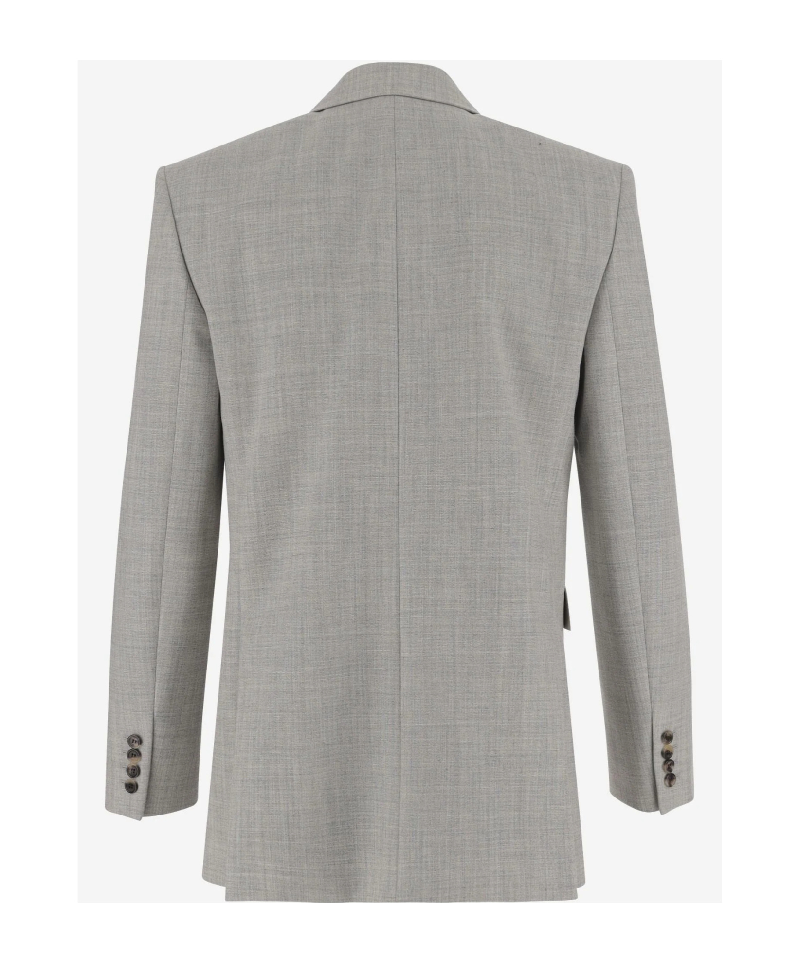 Saint Laurent Double-breasted Wool Blazer In Gray