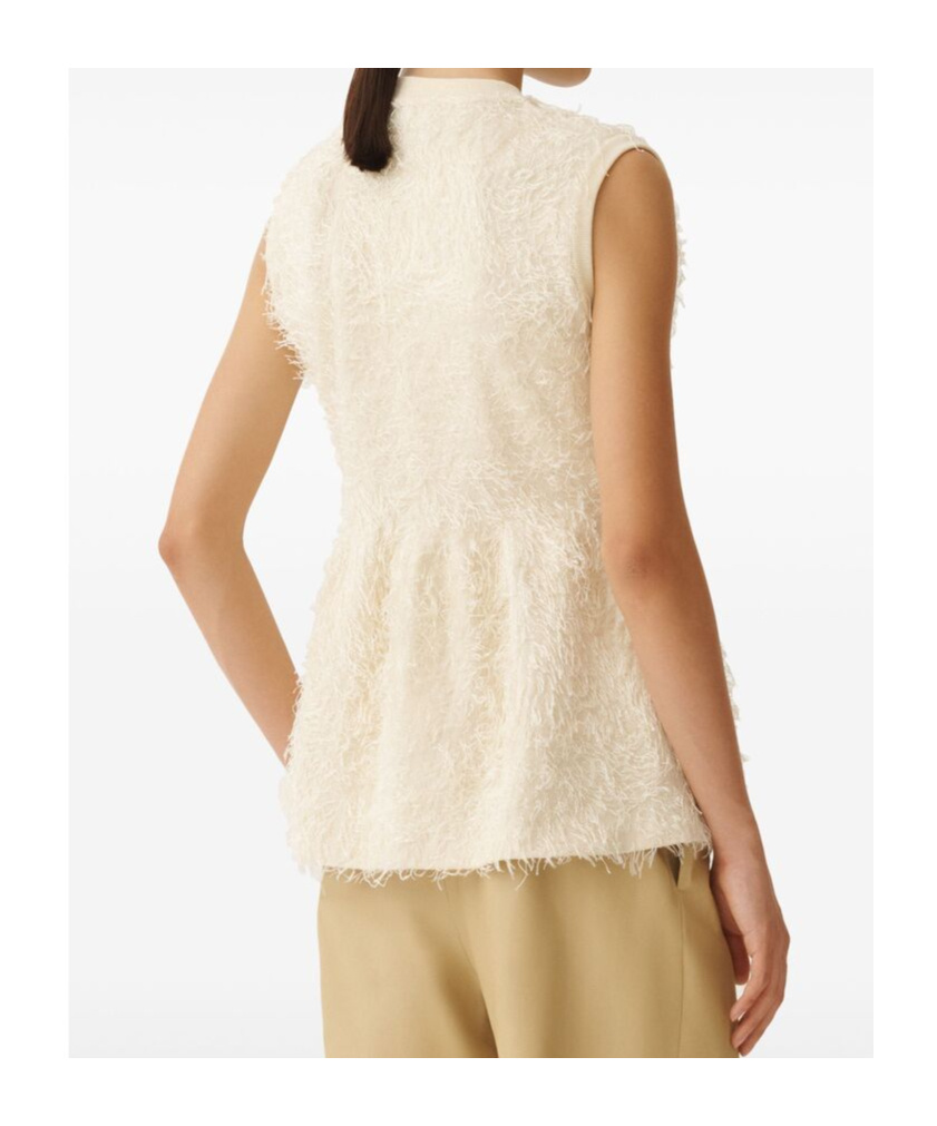 Fabiana Filippi Fringe Effect Viscose Tank Top In Nude