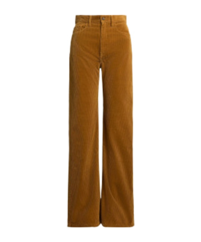 Polo Ralph Lauren Corduroy Wide-leg Cropped Trousers In Brown