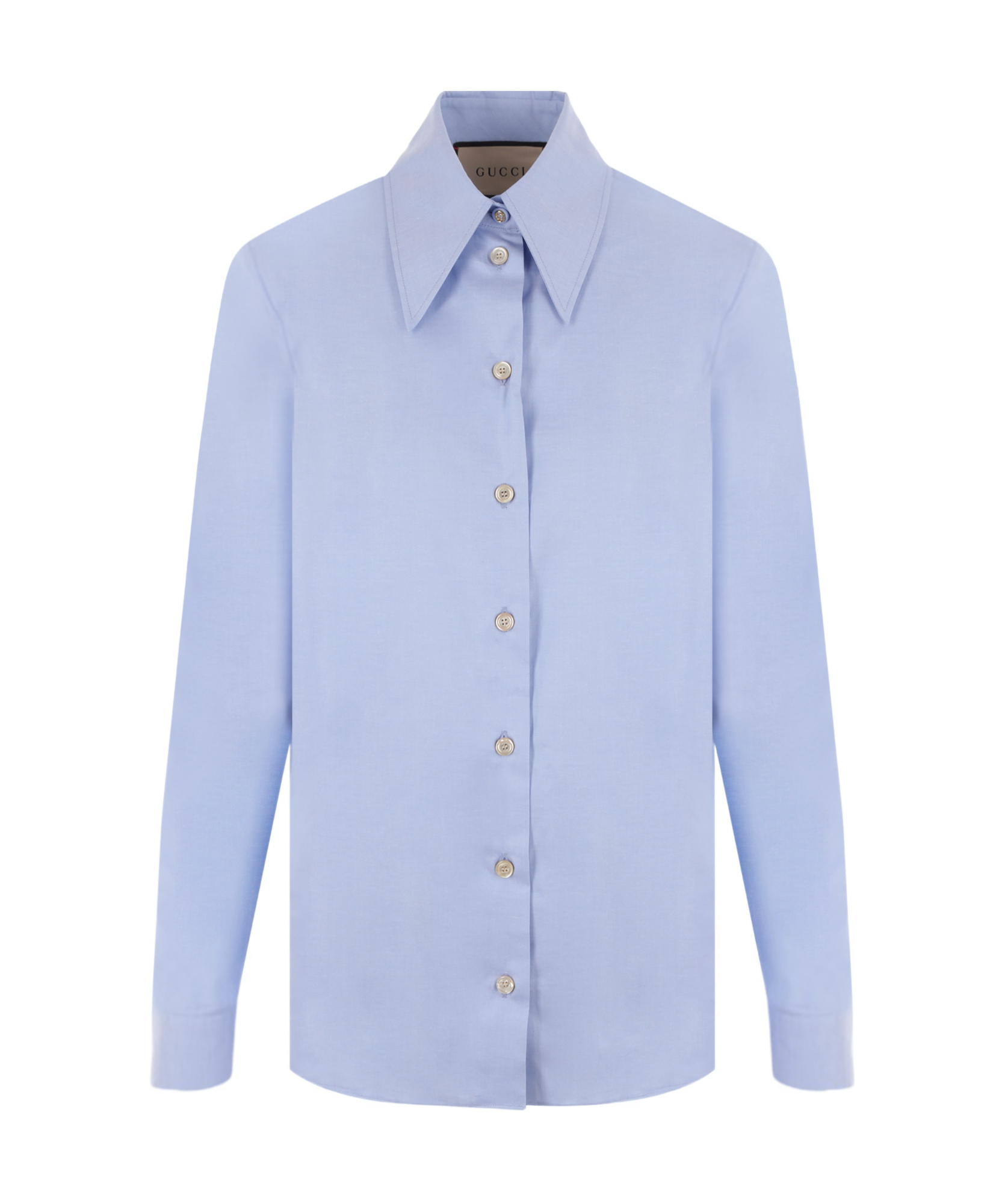 Gucci Pointed-collar Long-sleeve Shirt In Blue