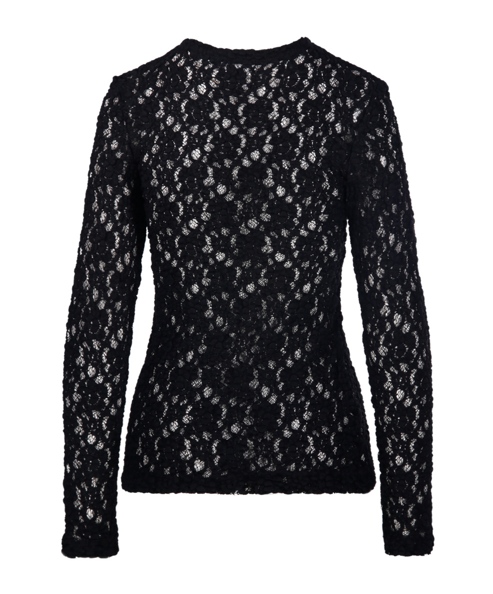 Shop P.a.r.o.s.h Lace Semi-sheer Top In Black