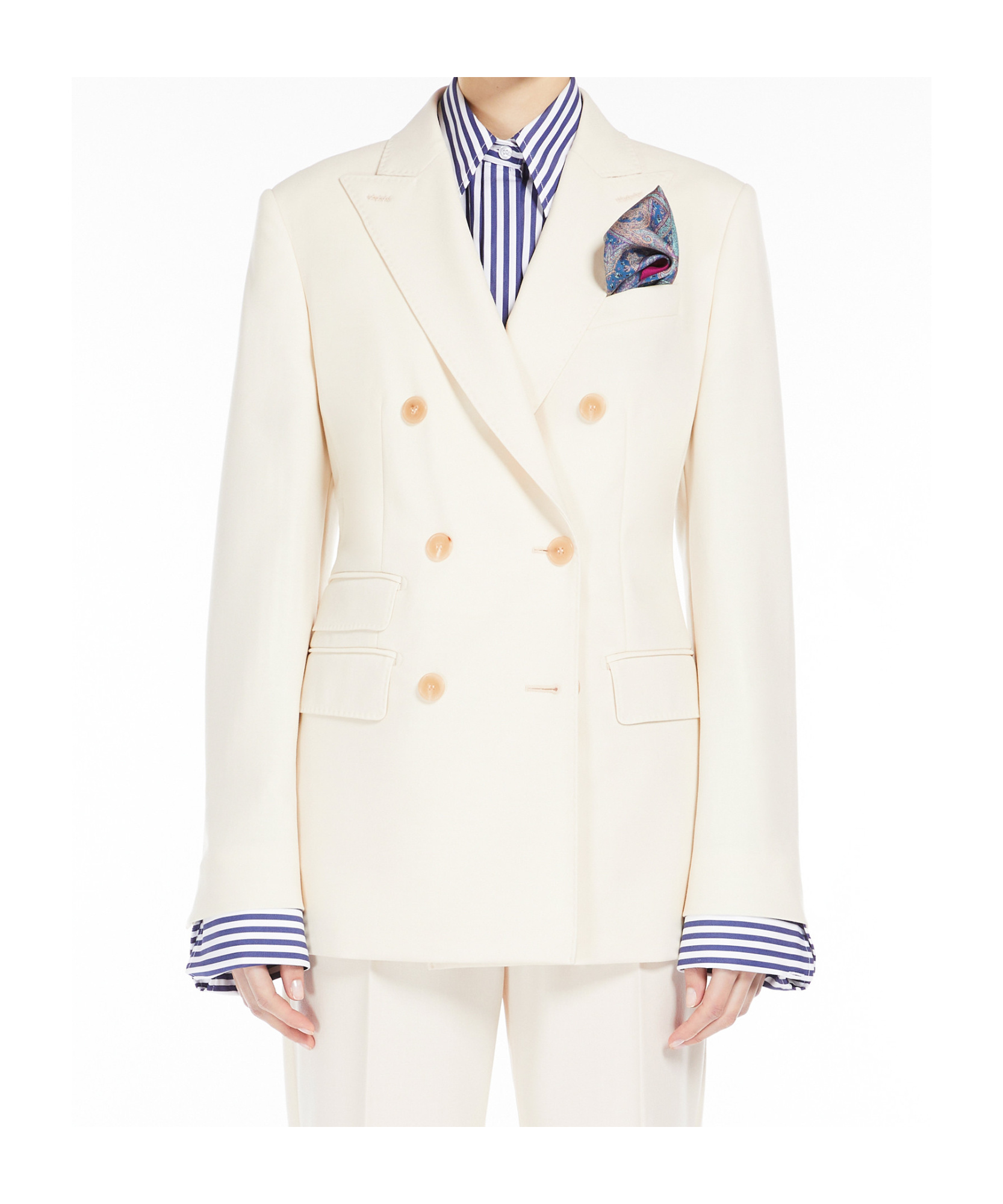 Max Mara Long-sleeved Suit Coat In White