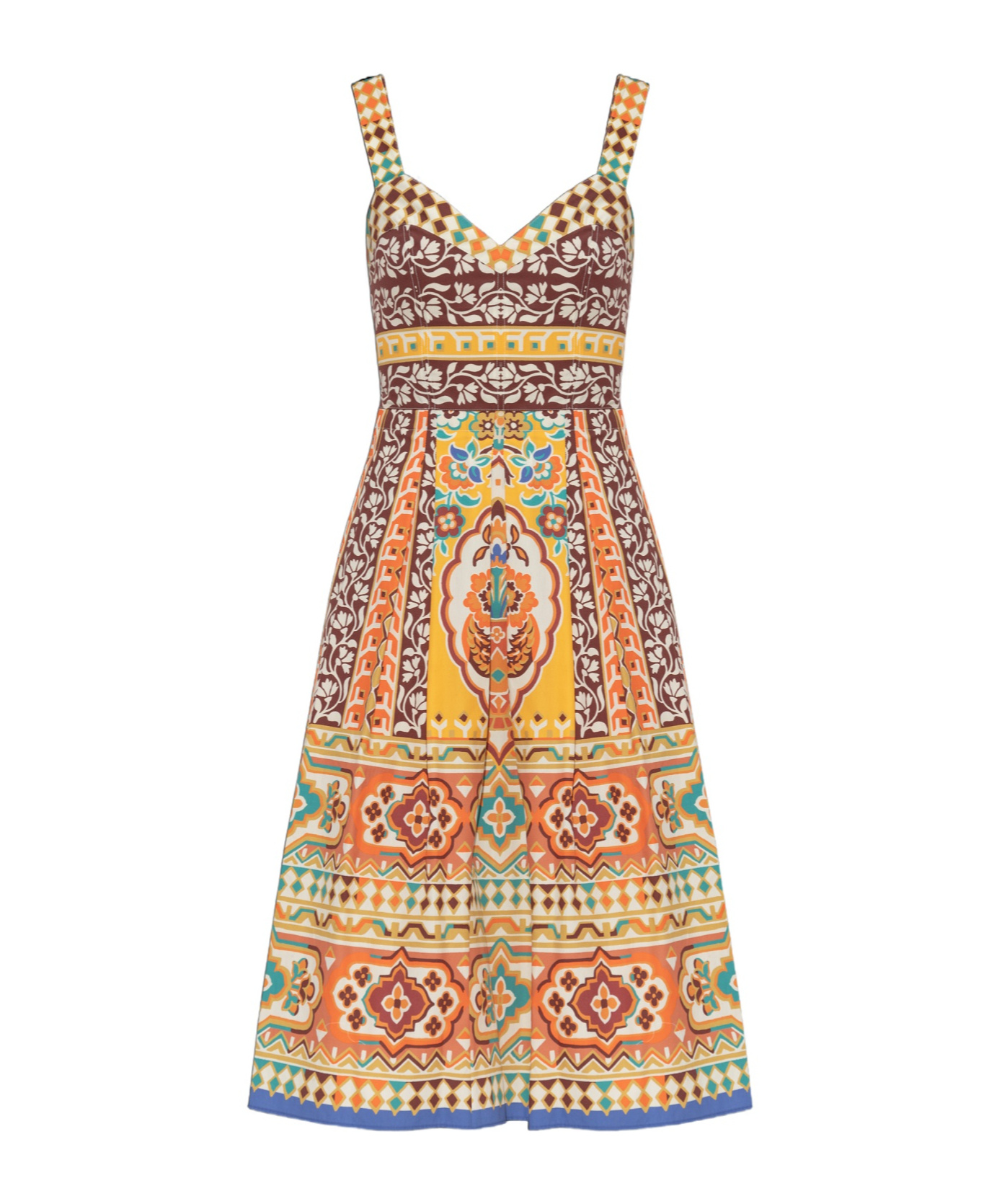 Etro Printed Poplin Midi Dress In Brown