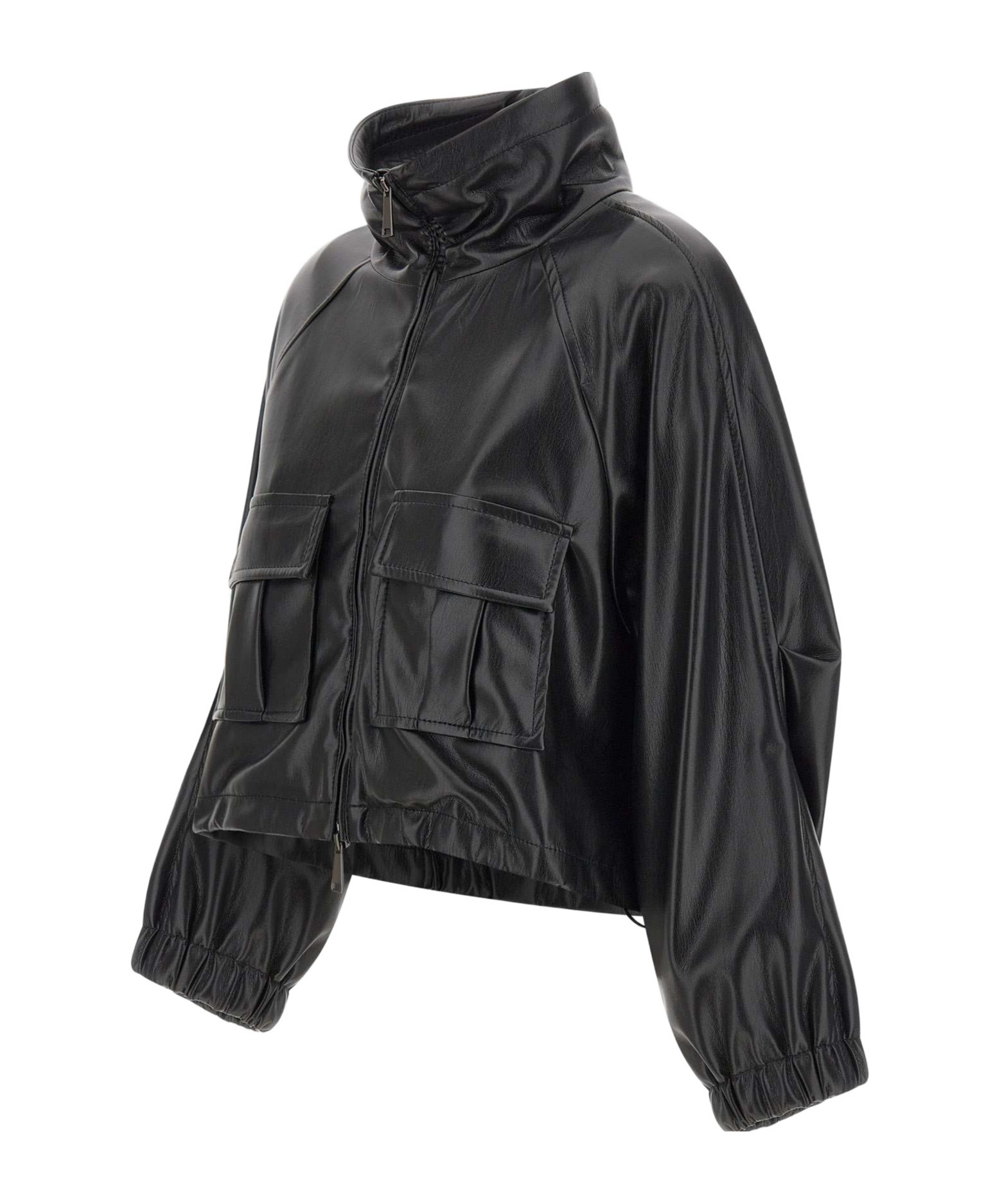 Marella Turtleneck Patch-pocket Jacket In Black