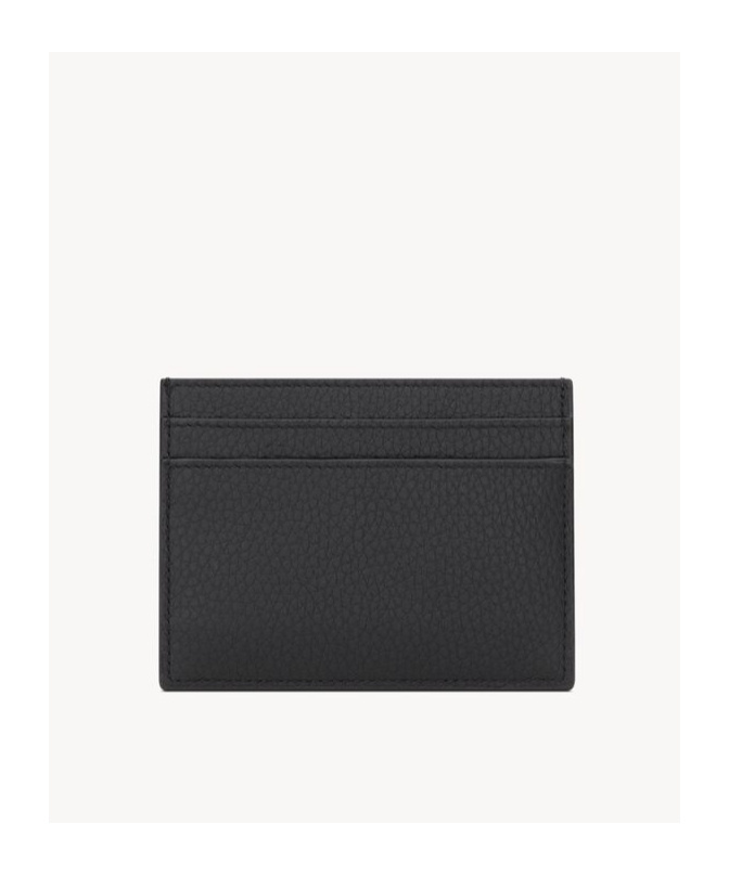 Saint Laurent Tiny Cassandre Card Case In Grained Leather In Brown