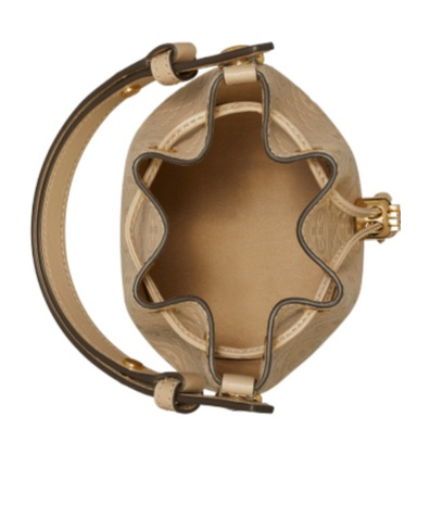 TORY BURCH MINI T MONOGRAM LEATHER BUCKET BAG