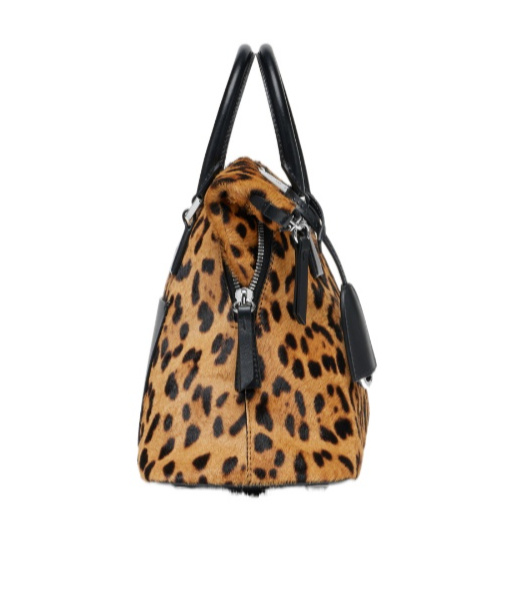Maison Margiela 5ac Leopard Calf-hair Mini Bag In Brown
