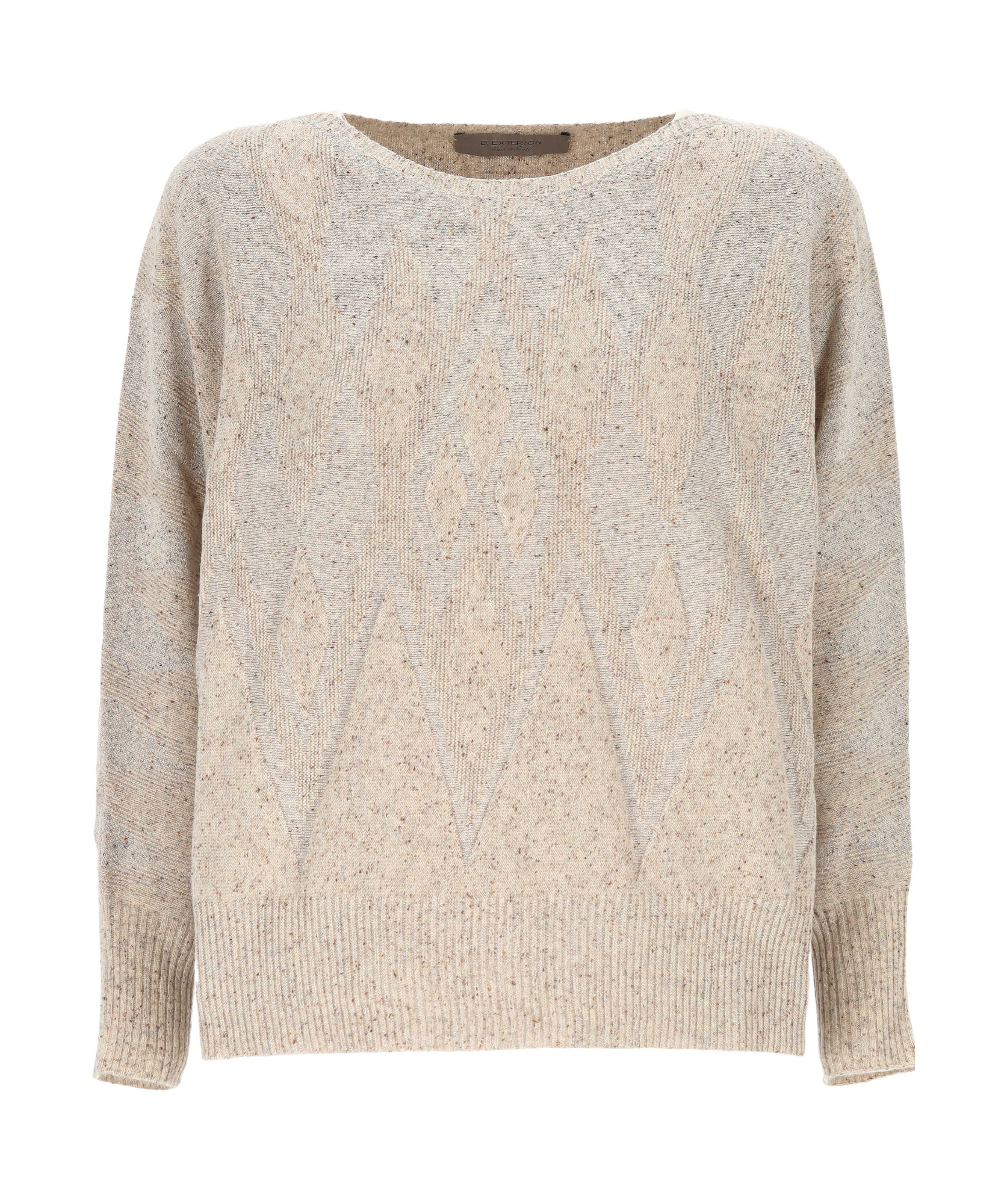 D Exterior Crew Neck Long Sleeve Sweater In Neutral