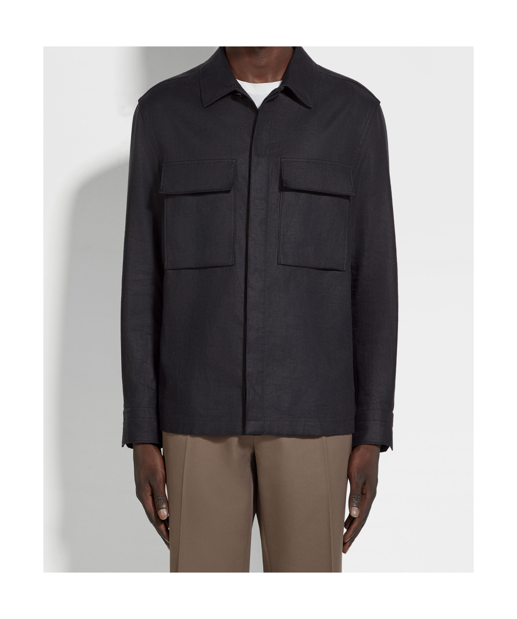 Shop Zegna Linen Shirt In Black