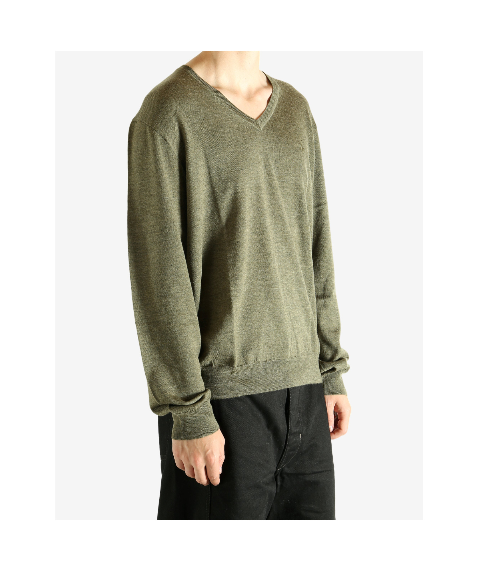 Polo Ralph Lauren Long Sleeve Merino V Neck Sweater In Green
