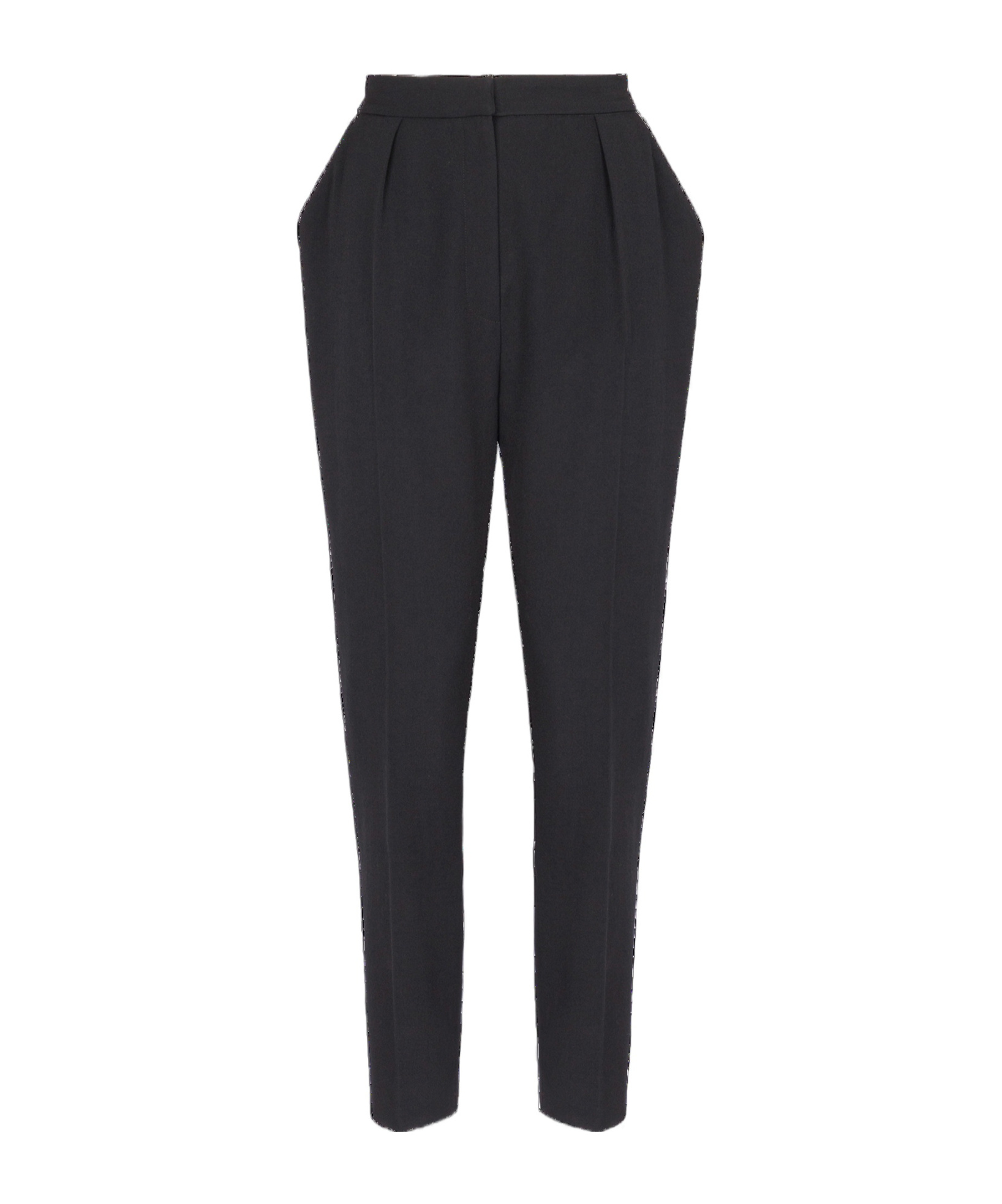 Shop Balmain High-waisted Grain De Poudre Trousers