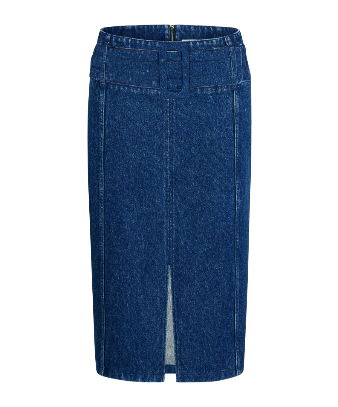 Patou Belted Denim Midi Skirt In Blue