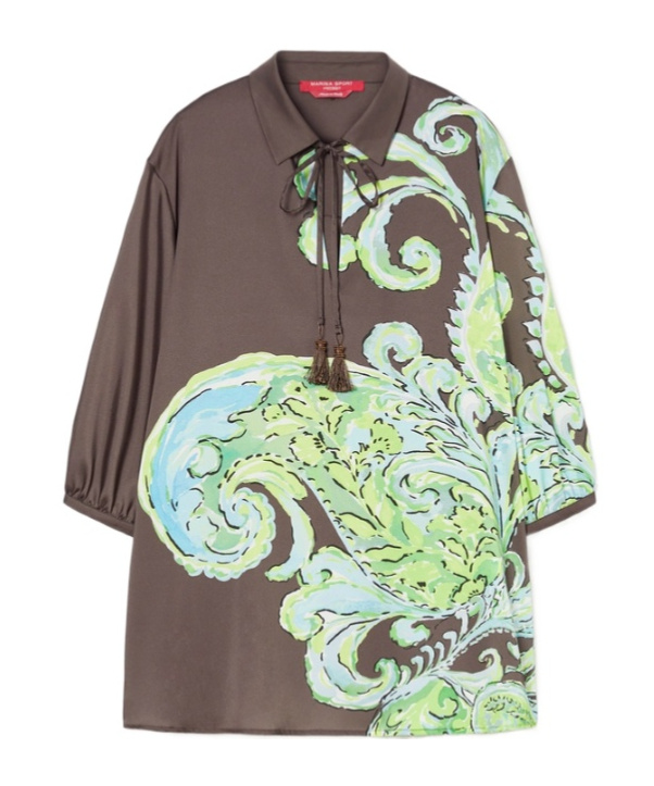 MARINA RINALDI PRINTED TWILL AND JERSEY TOP