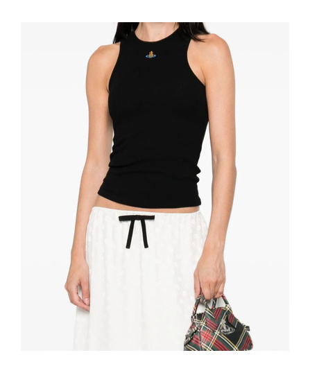 Vivienne Westwood 90s Orb-embellished Ribbed Tank Top In Black